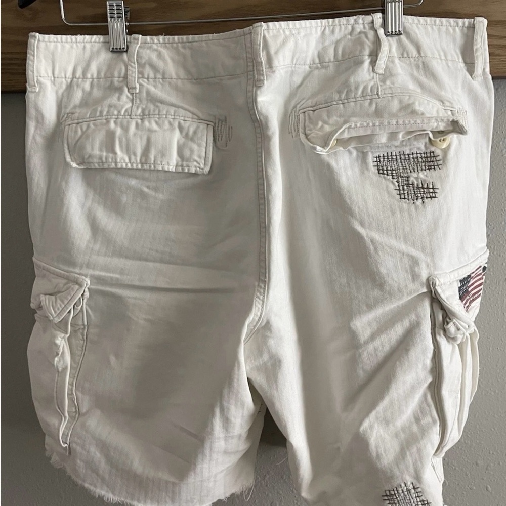 Denim &Supply Ralph Lauren White Cotton Cargo Shorts Mens Size 36 American Flag. - Picture 12 of 16